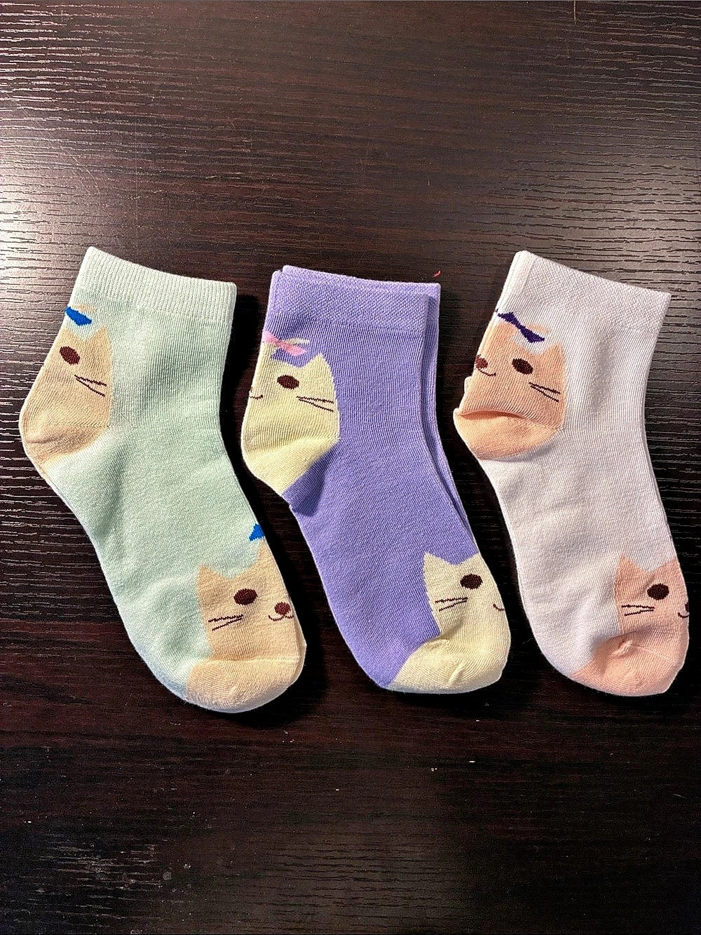 Cat Print Crew Socks 3-Pair Set